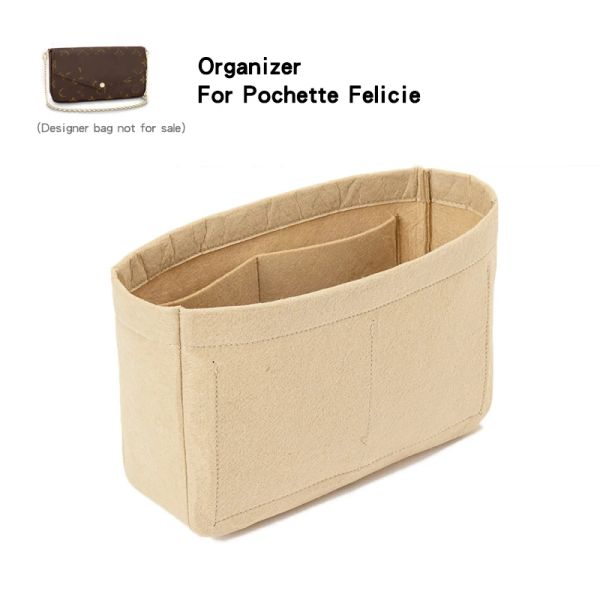 Casos Organizador de revestimento ajuste para Felicie Pochette estilo mt Design Slim Bolsa de feltro Inserir bolso organizador de bolsas de maquiagem cosmética