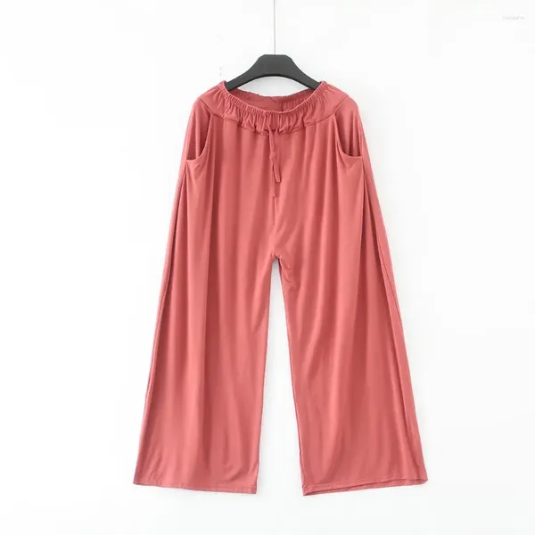 Pantaloni da donna signore di cotone casual homewear gamba ampia gamba elastica in vita sciolta cova d'acqua rossa dolce donna oversize