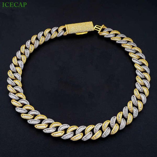 15 mm Zwei -Ton -Mode -Schmuck Hip Hop 925 Sterling Sliver Ice Out Halskette Moissaite Shiny Miami Cuban Link Kette