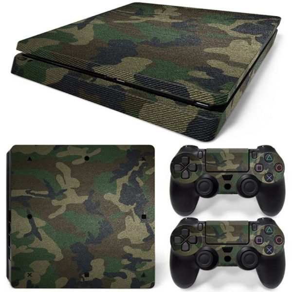 Joysticks camuflage decalque adesivo capa de pele para sony ps4 slim console + 2 controlador gota de frete