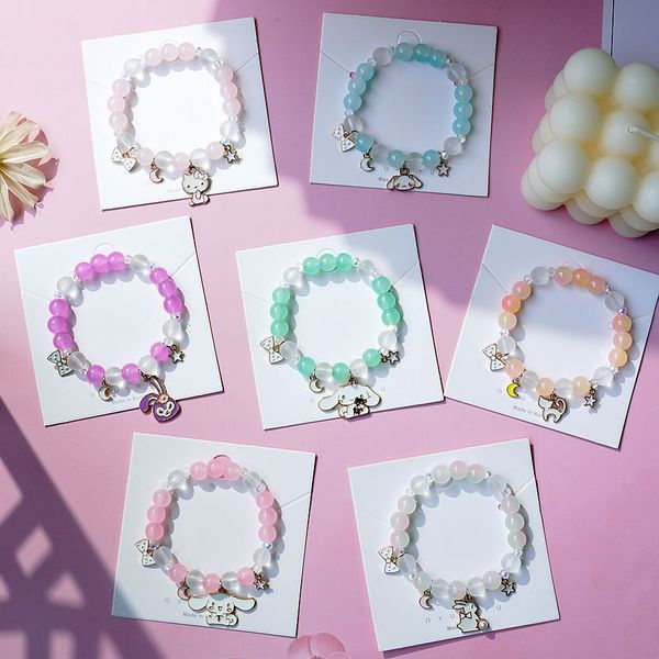 Bracelete de cristal para crianças novas fêmeas pequenas e fofas de boudoir de boudoir de boudoir de boudoir