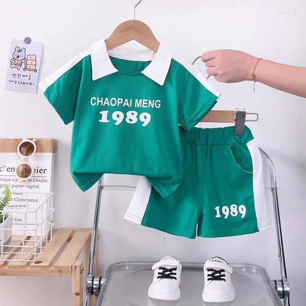 Kleidungssets 2024 Kleinkind Sommer-Outfit Kleidung für Kinder Junge 1 bis 5 Jahre Koreanischer Brief Kurzarm T-Shirts und Shorts Jungen