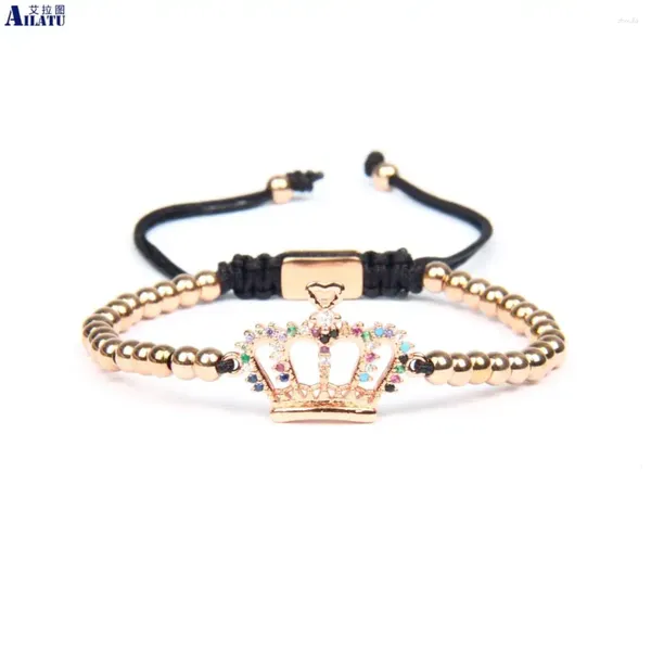 Charm Bracelets Design Multicolor Cz Crown Brawiding Armband mit 4mm Edelstahlperlen und Logo nicht verblassen