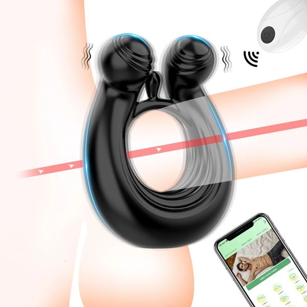 App Wireless Penis Ring Vibrator for Men Atraso ejaculação Ejaculação vibratando o masturbador de brinquedos sexuais casal adulto 18 240412