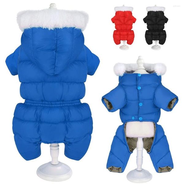 Köpek giyim küçük evcil kıyafetler kış sıcak su geçirmez ceket kapüşonlar kalın kıyafet tulumu 4 bacak ceket kız erkek köpekler için