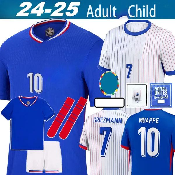 Clube francês sets 2024 25 Benzema Soccer Jerseys Giroud MBAPPE GRIEZMANN SALIBA PAVARD Kante Maillot de Foot Equipe Maillots Kit Kit Men camisa de futebol camisa de futebol camisa