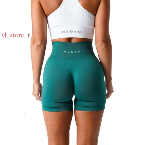 DesignerSyoga-Outfit Nvgtn Lycra spandex Solid nahtlose Shorts Frauen weiche Trainingsstrumpfhosen Fitness Outfits Hosen Fitnessstudio tragen schlanke Strumpfhosen für Frauen 3912