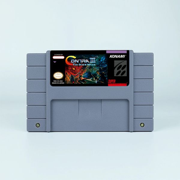 Karten Action -Spiel für Contra III Die Alien Wars USA oder EUR -Versionspatronen für SNES -Spielkonsolen verfügbar