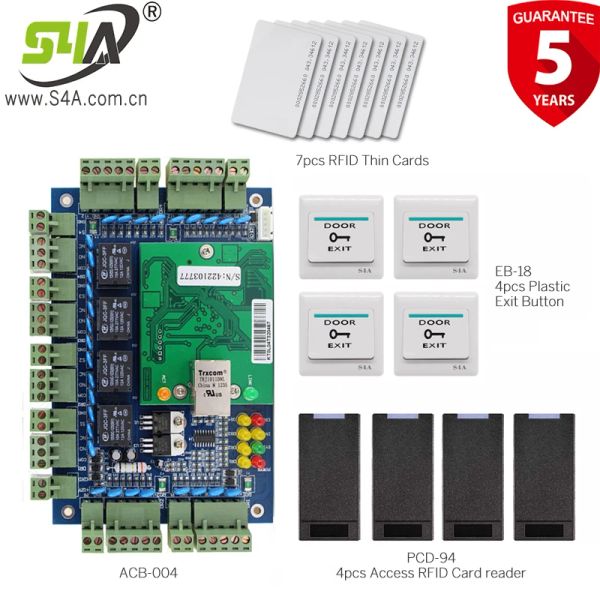 Steuerung S4A 4 Türen Zugangskontrolle TCP/IP WIEGAND CONTROL BOARD CARD EINTRIEBENSYSTEM Smart -Home -Eingangskontrolle