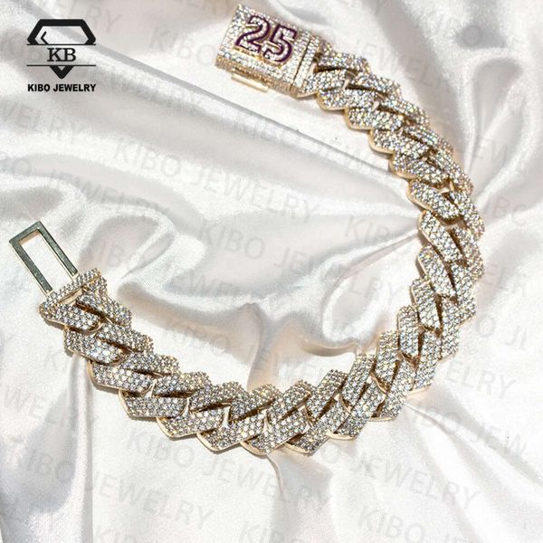 Heißes Verkaufsarmband für Hip -Hop -Rapper 7 Zoll 8 Zoll Armband Moissanit 925 Silber /10k Gold Moissanit Kubanische Armbandkette