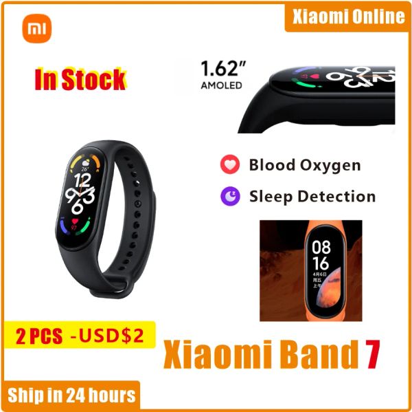 Braccialetti in serie xiaomi mi banda 7 ossigeno nel sangue 1.62amoled schermo fitness bracciale miband7 fitness traker cardio