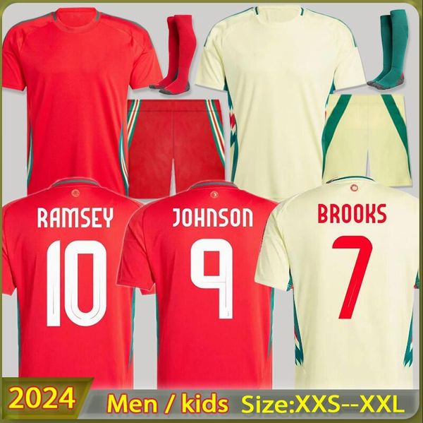 2024 Jerseys Kids Kits Kits Johnson Bale Wilson Allen Ramsey Copa da Seleção Nacional Mundial Rodon Home Football Manga curta Fãs de adultos Camisa