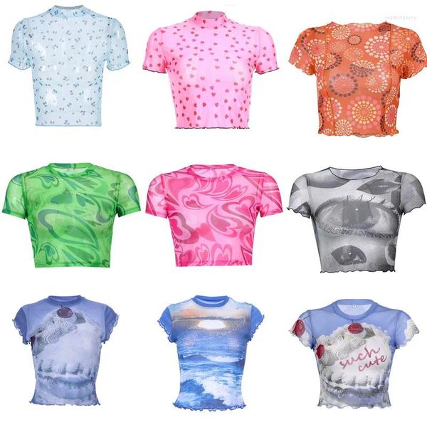 Camisetas femininas Sexy Veja Tough Y2K CROP TOP PRAFICA PRAFICA BLUE MHAS