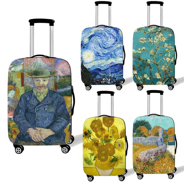 Accessori Van Gogh Art Oil Painting Abstract Art Gagu Gaugh Cover per viaggi Scaio notturno Starry Girasole Donne Antidust Suitcase Coperture