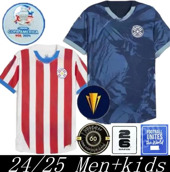 2024 Jersey de futebol do Paraguai 2024 Copa América Camisa Home Away Football Shirt Kit Tamanho