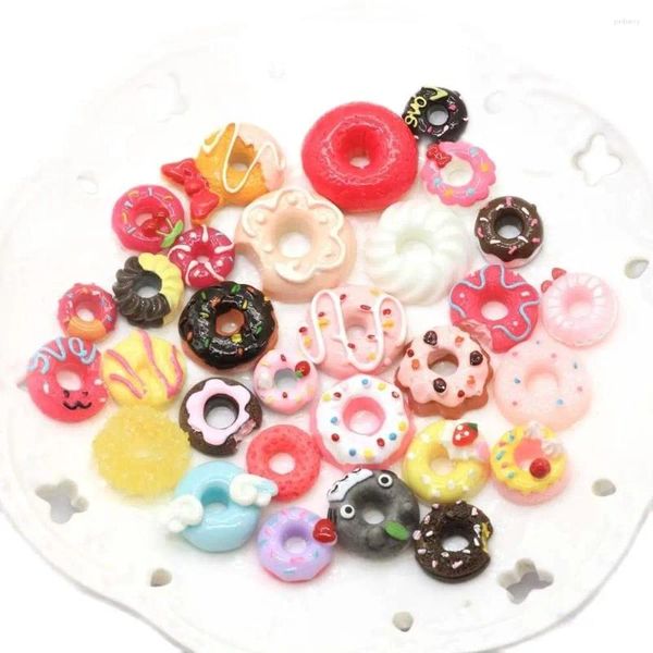 Dekoratif Çiçekler 50/100/Çeşitli Reçine Tatlı Donut Cabochon Sızdırmazlık Düz Backs Charms Donuts Scrapbooking Telefon Kılıfı