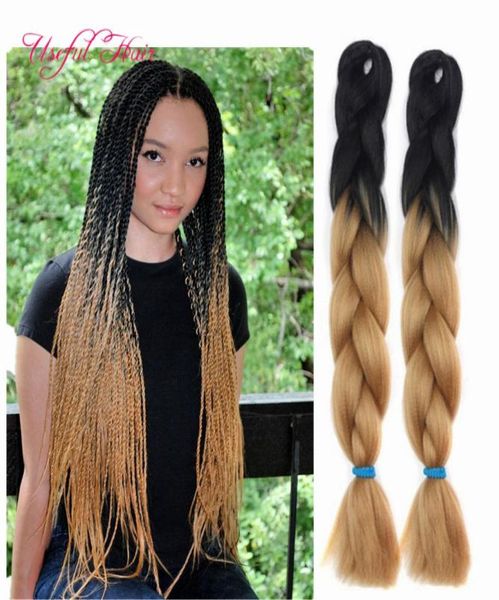 Zwei -Ton -Schwarz brauner Jumbo -Zöpfe Haare Haesse Cheveux 24inch Jumbo Braving Ombre Box Braids Haare Canekalon Crochet Syntheti1498049