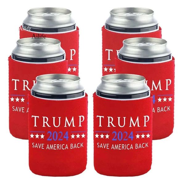 2024 Trump Cans Tutucu Partisi Dekorasyonu 12 oz Neopren 330ml Bira Şişesi Kollu 0422