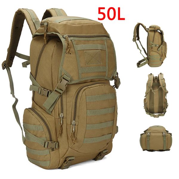 Mochilas Mochilas Militares Mochilas Campo Caminhando Daypack Exército Rucksack Outdoor Fishing Sport Scaling Smags à prova d'água Cerca de 50l