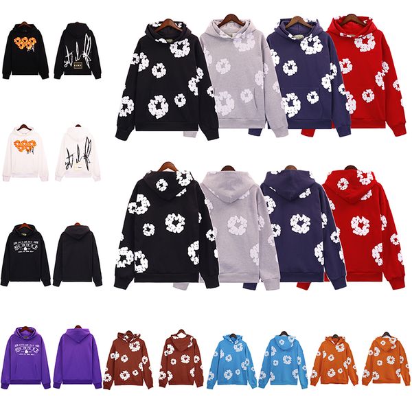 Designer Hoodies Denim Teers Hoodie Pullover Frauen Mode losen Sweatshirts Pant Mann lässige schwarze weiße Blumenkleidung Sweatshirt Sweatshirt