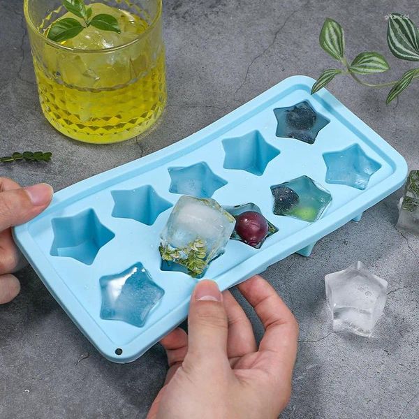 Baking moldes criativos estrelas fofas de gelo molde molde silicone 10 grid cubo verão liberação fácil lanfar gadgets de cozinha de estrela