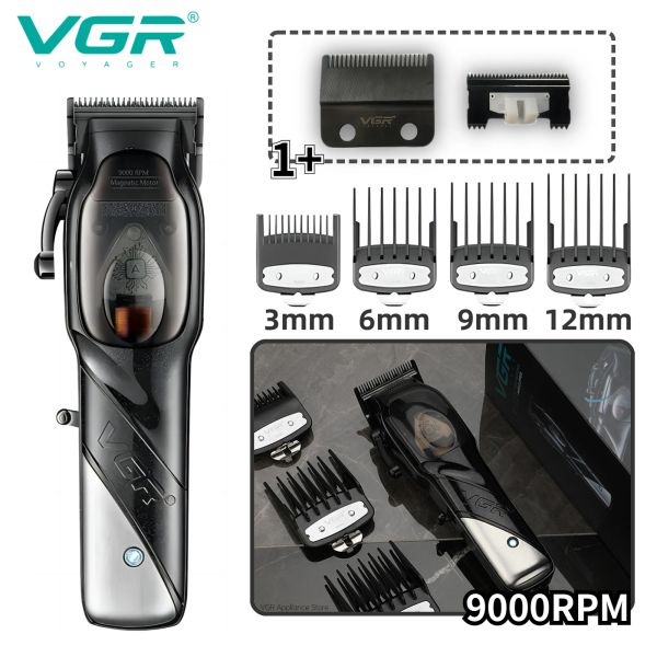 Aparador de cabelo de cabelo de VGR 9000 rpm de cabelo profissional DLC Cabugos de corte de cabelo de revestimento Máquina de alta potência Motor Motor Motor para homens V002