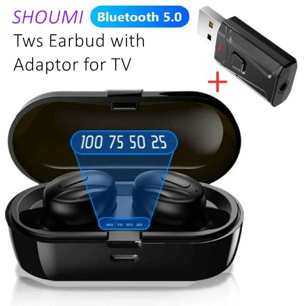 Наушники Shoumi Bluetooth -Compatible v5.0 наушники Tws беспроводные наушники телевизионные штучки водонепроницаемые телевизионные гарнитуру с микрофоном USB