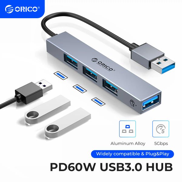 Hubs OROPO Alumínio Tipo C USB 3.0 Hub 4 Porta Multi Splitter PD60W TF SD Reader OTG para Lenovo Huawe MacBook PC Acessórios para computadores