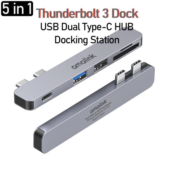 Hubs 2023 Новые аксессуары Mac USB Dual Typec Thunderbolt 3 Dock HD 8K 60 Гц док -станции USBC HUB HDMI для Apple MacBook Pro/Air