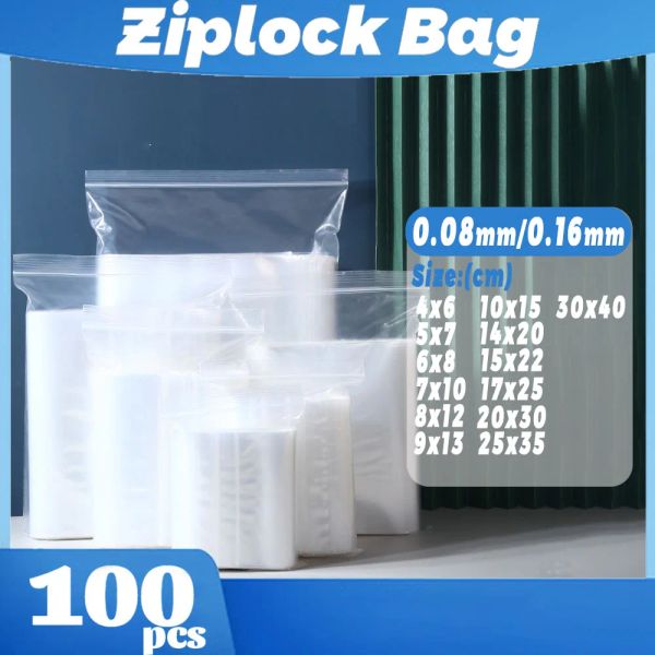 Bolsas Ziplock Sacos plásticos transparentes zíper reutilizável embalagem transparente zip bloqueio poli para bolsa de armazenamento