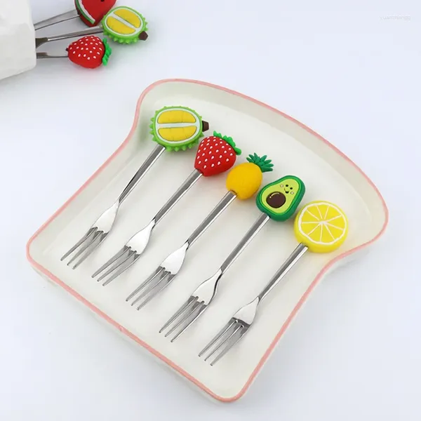 Forks 1pc in acciaio inossidabile grazioso cucchiaio di caffè a forma di frutta cucchiaio cucchiaio forchetta caramella per bevande da tavolo da tavolo da cucina forniture da cucina