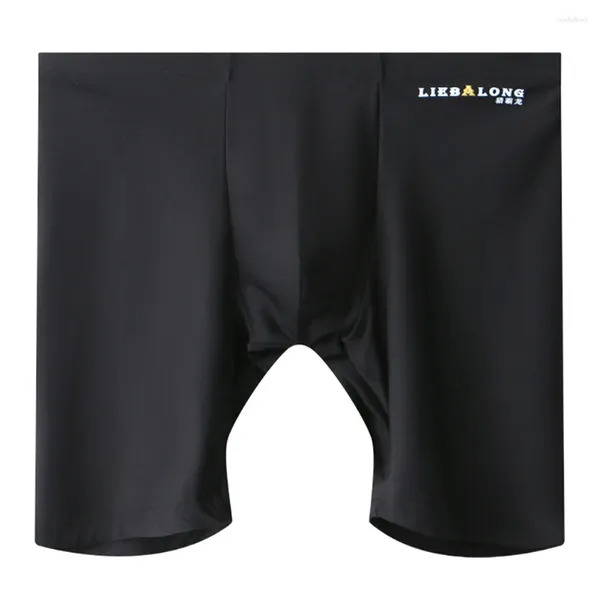 Cuecas da cintura média gelo seda de seda masculina boxer cuecas shorts esportivos de tronco Design respirável (cinza escuro branco preto)