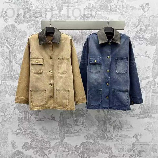 Designer de jaquetas femininas Primavera/verão Novo Pra Nanyou High Dingfeng Modern Fashion Split Leather Flip Collar Mid Lenim Coat 4R9a
