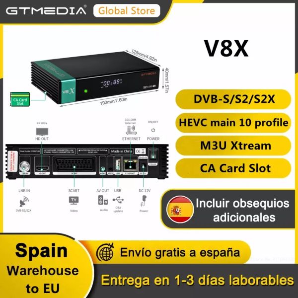 Ricevitori GTMedia V8X DVBS/S2/S2X Ricevitore satellitare H.265 WiFi incorporato 2.4G con lettore CA Supporto STB M3U IKS ONLINE FILM