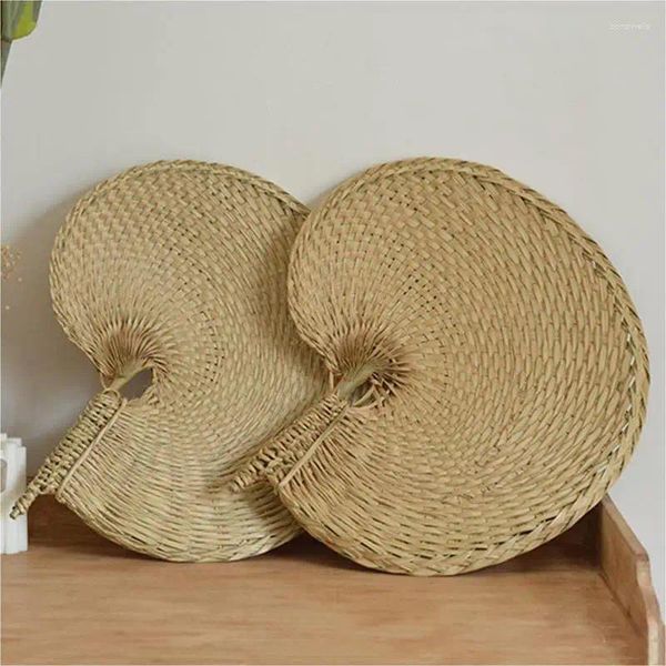 Figurine decorative ventilatori intrecciati a mano Fan Fan Fan Bamboo Contenuto RAFIA Straw per feste per matrimoni Decorazioni per la casa