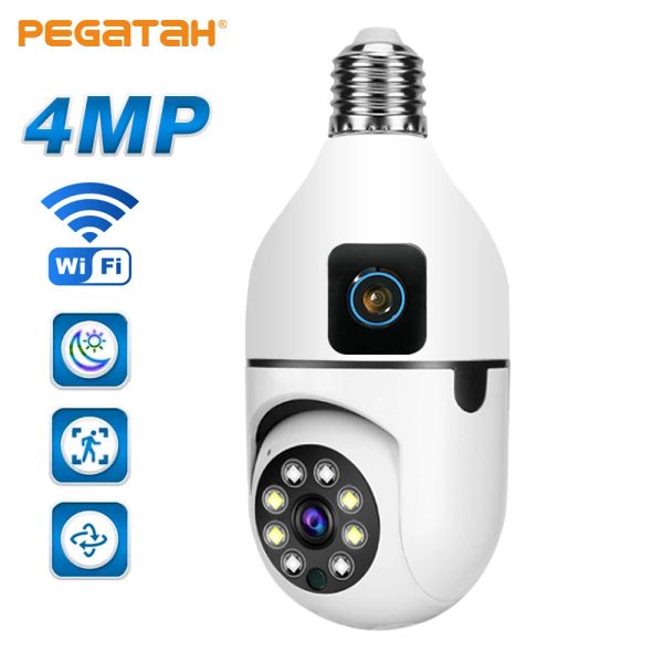 Telecamere 1080p Wifi Dual Lens Bulb Camera V380 Wireless PTZ Camera IP Color Night Vision TwowayAudio Indoor Network Video Surveillance