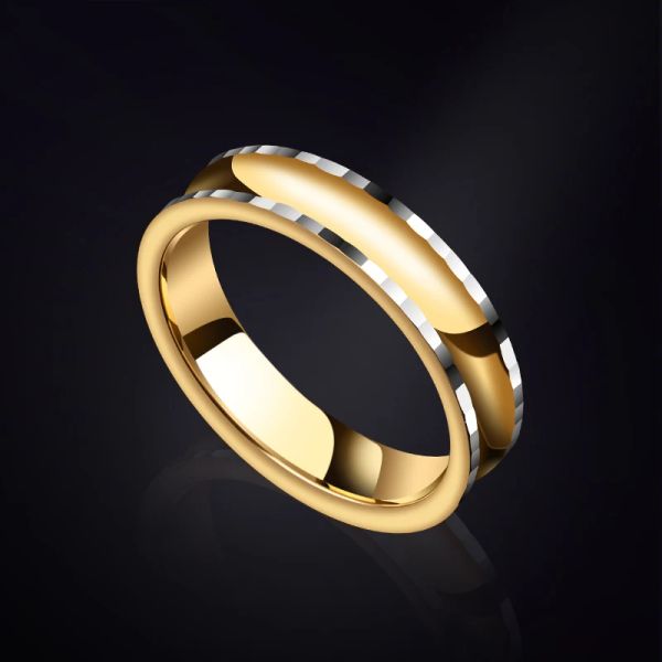 Ringe 5mm Breite Goldbeschichtung Wolfram -Ehering Prismen Design für Frauen, kostenloser Versand, angepasst