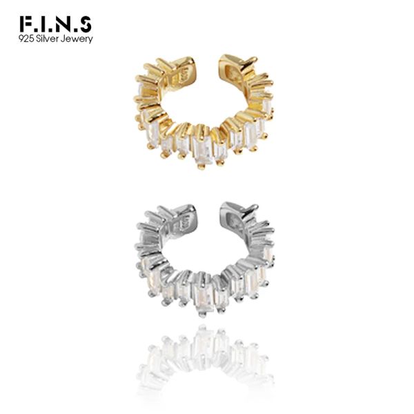 Ohrringe F.I.N.S 1PC Koreanische Modedesign Zuckerwürfel Sterling Silber Ohrclip ohne durchdringende fehlgeleitete glänzende Zirkon -Katilage -Ohrringe