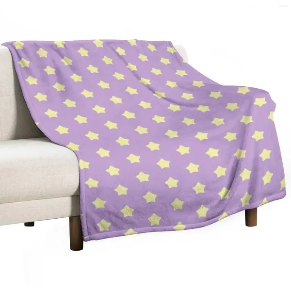 Cobertores estrelas amarelas em roxo Blange Camping Anime Picnic Bed Plaid