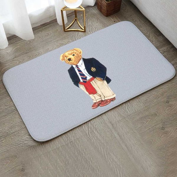 Piso de piso de tapete de pelúcia urso de pelúcia não deslizamento absorvente porta tapete de banheiro banheiro tapete doméstico banheiro quarto tapete t240422