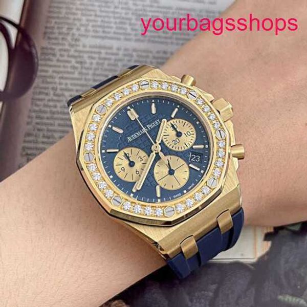 AP Titanium Handgelenk Watch Royal Oak Offshore Serie 37mm Durchmesser Automatische mechanische Gummi -Fashion -Gelegenheits- und Frauen Luxus Uhr 26231ba.zz.d027ca.01 Blau