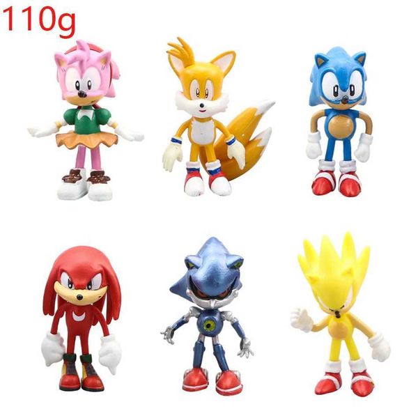 Figuras de brinquedos de ação Novo conjunto inteiro Venda Sonic Tails Werehog Ação Figuras Blue Shadow Doll Cartoon Fatuetas colecionáveis bonecas infantis Kids Hedgehog Toy T240422