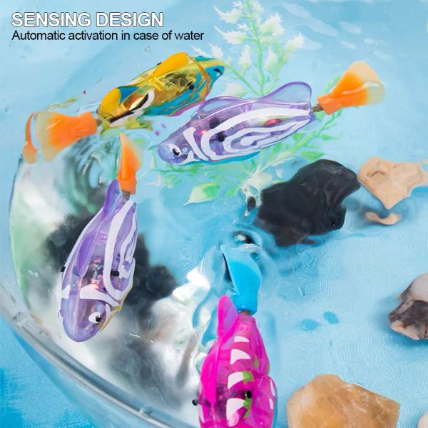 Acquari Decorazione per acquario Electric Fish Cat Water Interactive With With Light Swimming Pesce da pet per giocattoli giocattoli Ornamenti