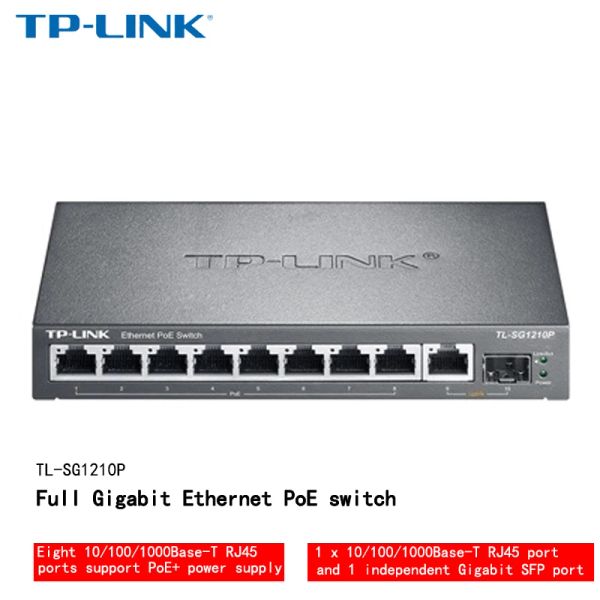 Switchs TPLINK Full Gigabit Ethernet Switch Highpower Poe Alimentatore Power Alimentatore Hub 8Port Gigabit Poe 54W SG1210P Poe Gigabit SW