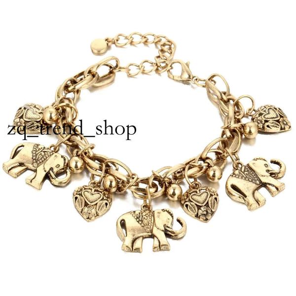 Elefantcharme Fußkettchen für Frauen Vintage Herz barfuß Sandalen Fuß Schmuck Bohemian Gold Silber Farbe Knöchelarmband