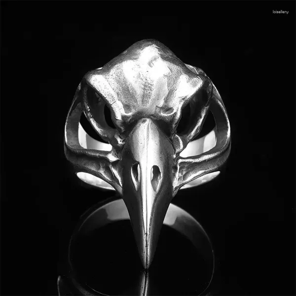 Rings Cluster Rings di Srmen Dark Crow Skull Thai Silver Bird Head Open Ring