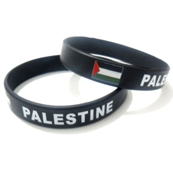 Strands 300pcs Bandeira do país Multicolor Palestina Pulseiras pretas Bracelets de silicone