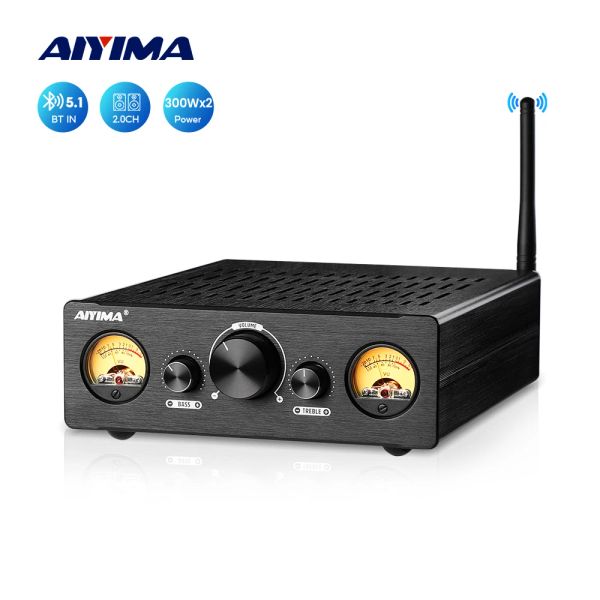 Усилитель Aiyima TPA3255 Bluetooth Power усилитель vu meter усилитель 2.0 Стерео Hifi Amplificador Aptxll Disher Home Audio Amp 300WX2