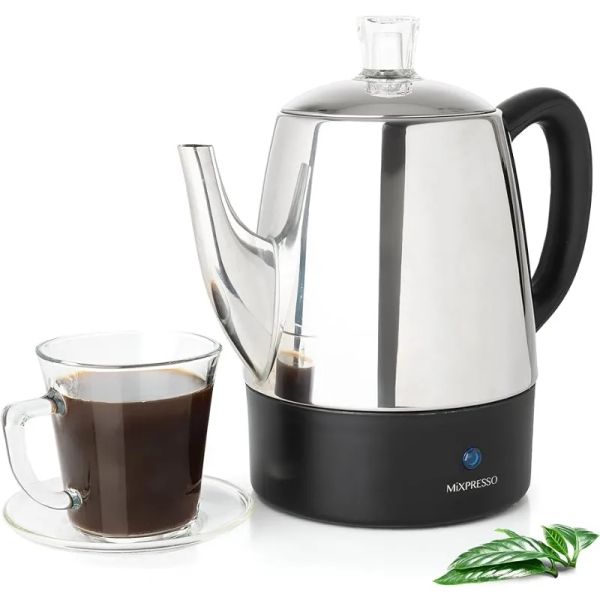 Kessel Dutrieux Elektrische Perkolator Kaffeekanne Edelstahl Kaffeemaschine Percolator Elektretopf 4 Tassen Edelstahl Percolator