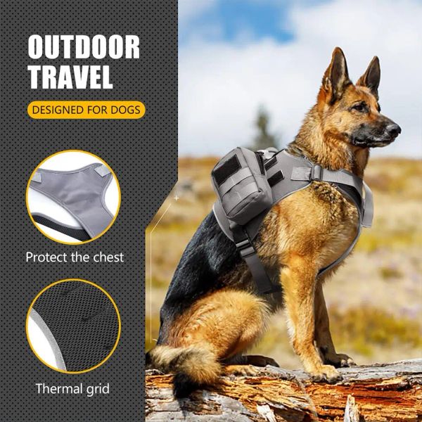 Taschen Youzi 1pc Hund Sattelbeutel Verstellbarer Rucksackkabelbaum Satteltasche mit Sicherheits -Seitentaschen für das Wandern von Campingreisen